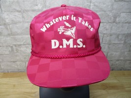 Vintage Whatever It Takes D.M.S. San Sun Rope Brim Trucker Hat Pink Satin Adjust - £23.32 GBP