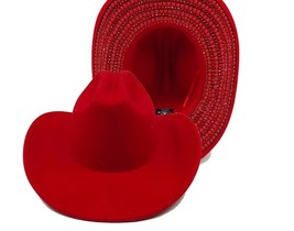 Customize Unisex Red Pearl Cowboy Fedora Hat Design - $55.00