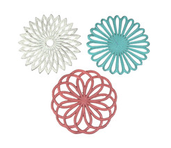 Set of 3 Cast Iron Floral Bloom Kitchen Trivets Decorative Wall Hangings - £30.91 GBP