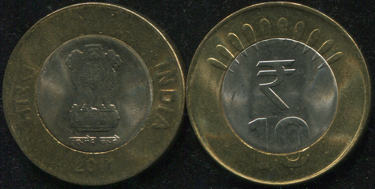 Primary image for India. 10 Rupees. 2011 (Bi-Metallic. Coin KM#400. Unc) New symbol of Rupee