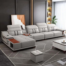 L Shape Corner Living Room Sofa Leather Adults Mid Century Modular Living Room S - £9,628.46 GBP+