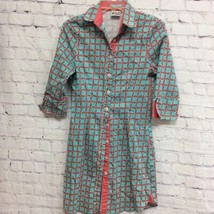 Haley &amp; The Hound Womens Shirt Dress Turquoise Coral Geometric Stretch B... - £10.10 GBP