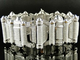 15.62Ct Round Cut Moissanite  Diamond Men&#39;s Bangle Bracelet 925 Sterling Silver - £632.96 GBP