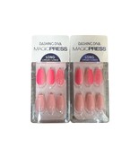 Dashing Diva Magic Press Long Nails Hot Pink Ombre Glitter Lot 2 Coffin - $363.64 MXN