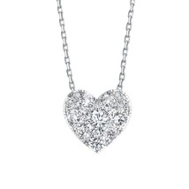 Brilliant Cut 0.75ctw Round Moissanite 14K White Gold Plated Heart Pendant Chain - £72.07 GBP