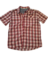 MOUNTAIN HARDWEAR SHIRT -Men&#39;s Large PLAID SHORT SLEEVE BUTTON FRONT POCKET - $19.13