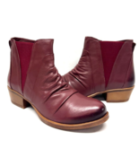 MIZ MOOZ SOFT RUCHED  LEATHER  BOOTIE SIDE ZIP  BURGUNDY  37EU / 7US  # ... - $59.95