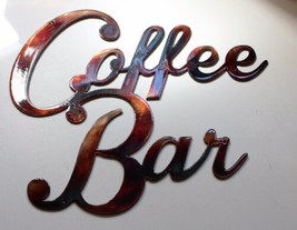 Coffee Bar Metal Wall Décor Sign 9 1/2&quot; x 8 1/4&quot; Copper bronzed plated - £18.66 GBP