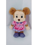 Disney Brown Minnie Mouse plush doll pink dress dots purple shoes stuffe... - £10.64 GBP