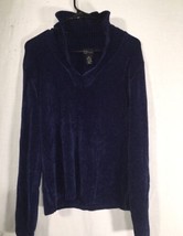 Rafaella Womens Sweater Stretchy Blue V Neck Warm Top Very Soft Size M - $7.86