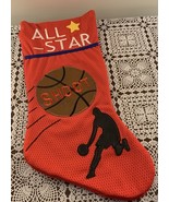 Hobby Lobby Basketball Themed Red Christmas Stocking 16 In All Star Shoo... - $11.99