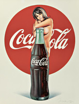 Frame canvas art print giclée vintage coca cola Lola nude pin-up adverti... - $83.16
