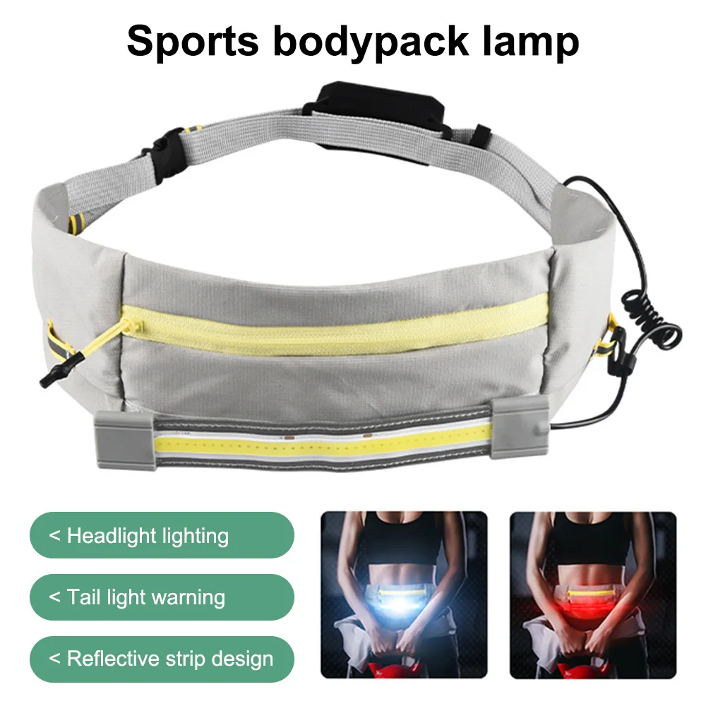 Running Waist Bag Lamp COB LED Sports Pouch Light Portable Phone Holder Belt Bag - £16.81 GBP