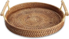 Yiwen Rattan Woven Round Basket, Round Rattan Woven Serving Tray With, 8.7&quot;, 1Pc - £23.13 GBP