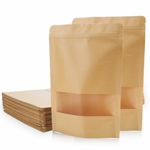 100 Count 7 X 10.25 Inch Kraft Paper Bags With Resealable Lock Seal Zipper &Tran - £24.50 GBP