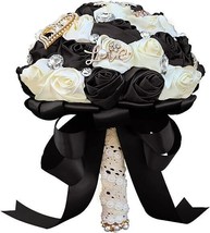 Sharebeauty 7.1 Inch Handmade Satin Rose Bridal Bouquet Toss Round Weddi... - £26.14 GBP