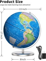 Waldauge Illuminated World Globe with Stand, 13&quot; Earth Globes with Stable Heavy - £59.76 GBP