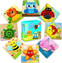 Toddler Puzzles, 8 Piece Wooden Puzzles for Toddlers 1-3, Puzzle 2 Year ... - $28.70