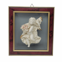 Capodimonte Porcelain Cherub Angel Framed Wall Art Sculpture Glass Panel Italy - £38.14 GBP