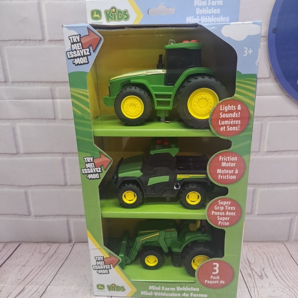 John Deere Farm Vehicles Kids Toys 3-Pack Trucks Lights Sounds Pretend Play - $14.35 John Deere Farm Vehicles Kids Toys 3-Pack Trucks Lights Sounds Pretend Play - $14.35