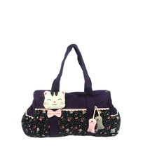 [Cat Catch the Fish] 100% Cotton Canvas Shoulder Bag / Swingpack / Travel Bag - £36.70 GBP