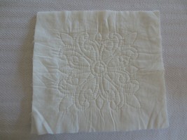 OFF-WHITE FLOWER Quilted BLOCK PILLOW TOP w/Batting &amp; Backing - 15&quot; x 15... - $12.00