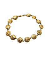 Solid 14K Yellow Gold Diamond Cut Shell &amp; Sand Dollar Chain Bracelet - £1,086.37 GBP