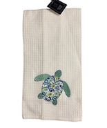 C and F Blue Sea Turtle White Weave Embroidered Towel  - £11.65 GBP