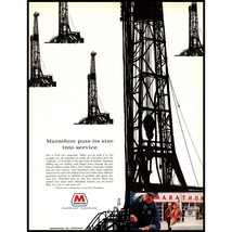 1963 Marathon Oil Rigs Drilling Vintage Print Ad Service Gas Station Wall Art - $10.97