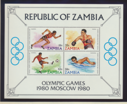 Zambia Stamps Scott #216-9a, Mint Never Hinged, Olympic Set With Souvenir Sheet - £4.32 GBP