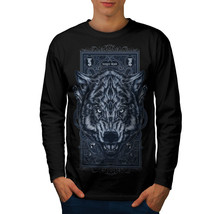 Wellcoda Hungry Blood Wolf Animal Mens Long Sleeve T-shirt,  Graphic Design - £18.10 GBP