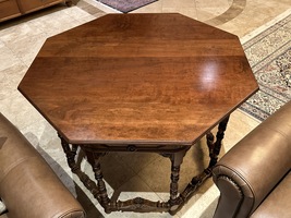 19th Century Victorian Octagonal Cherry and Walnut Side Table - $495.00