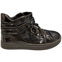 Alexandra High-Top Sneakers Womens Size 9 Black Shiny Leather Cap Toe La... - £20.68 GBP