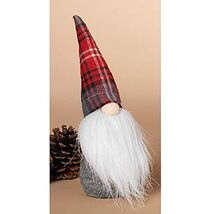 Grey Holiday Plush Gnome with Tartan Hat 8 Inch New - $9.98