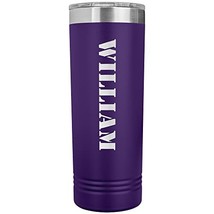 William - 22oz Insulated Skinny Tumbler Personalized Name - Purple - £26.37 GBP