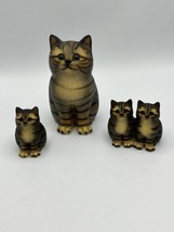 Harvey Knox Kingdom House of Global Art Large Tabby Cat &amp; Kittens Figurine Japan - £41.01 GBP