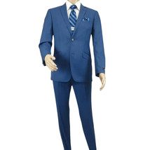Men's Renoir Wool Blend Slim Fit 2pc Suit Sharkskin Texture 557-1 Blue image 13