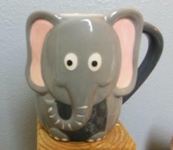 Gray Elephant  Mug Tag 4.5&quot; Ceramic Dimensional Face - £12.70 GBP