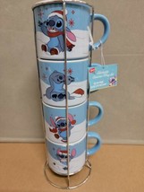Disney Stitch Christmas Holiday Stackable Coffee Mug Set of 4 New NWT - £36.78 GBP