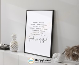 Christian Wall Art Goodness of God Song Sign Song Lyrics Scripture Print -P714 - £19.49 GBP+