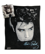 Pretty soft fleece throw 50” x 60” Elvis Presley bLack blue eyes E8613 b... - $753.30 MXN