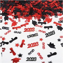 Celebrate &amp; Shine 2023: Vibrant Black Red Graduation Confetti for Unforgettable - £14.51 GBP