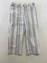 Tanjay Women&#39;s Cropped Pants Size 28 White Gray Striped Stretch Capri - $7.92