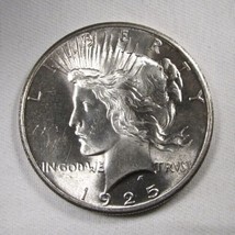 1925 Silver Peace Dollar UNC+ Coin AN476 - $58.41
