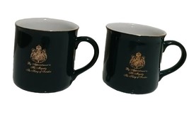 SAME DAY SHIP》2 Gevalia Ceramic Green Gold Crest Sweden King Coffee Mugs... - $19.79