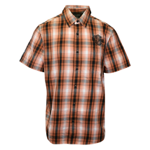 Harley-Davidson Men&#39;s Shirt Orange Plaid Screamin&#39; Eagle S/S Shirt (S56) - £30.44 GBP