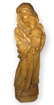 Woman With Child Virgin Mary Wooden Sculpture Real Olive Wood Made In Bethlehem - £109.72 GBP