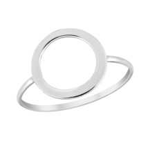 Minimalist Circle Cut Out Sterling Silver Halo Band Ring-7 - £10.16 GBP