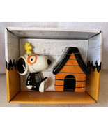 Snoopy Skeleton Woodstock Halloween Dog House Ceramic Salt &amp; Pepper Shak... - £23.89 GBP