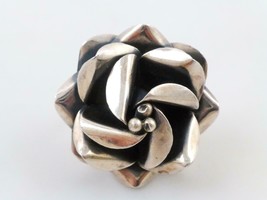 HUGE Flower Handcrafted RING in Sterling Silver - adjustable size 8 - MEXICO - £48.58 GBP